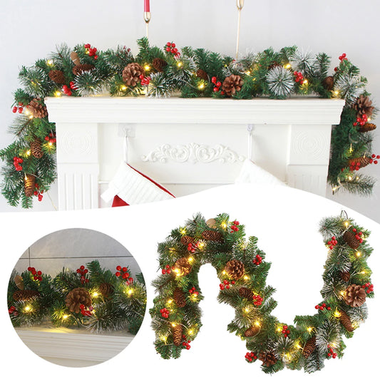 Christmas Garlands With Pinecones and Red Berries