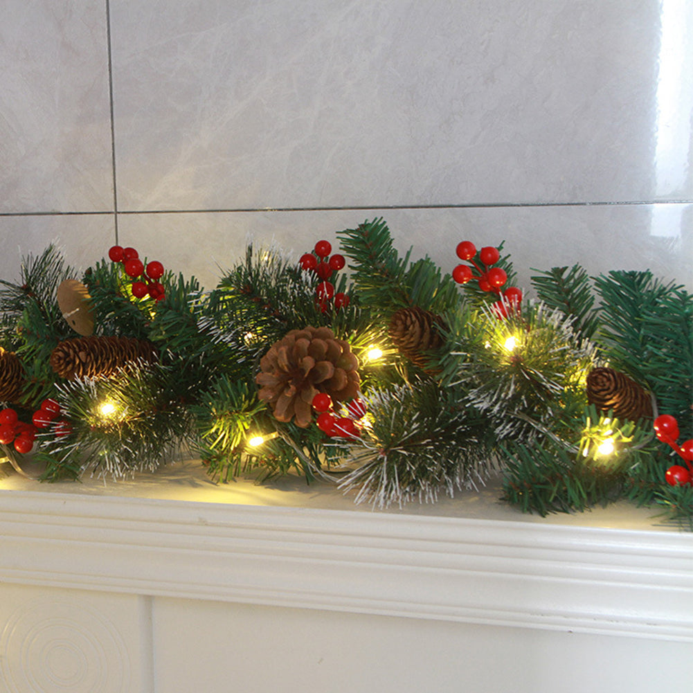 Christmas Garlands With Pinecones and Red Berries